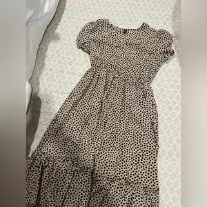 Tan and Black Midi Flowy Dress